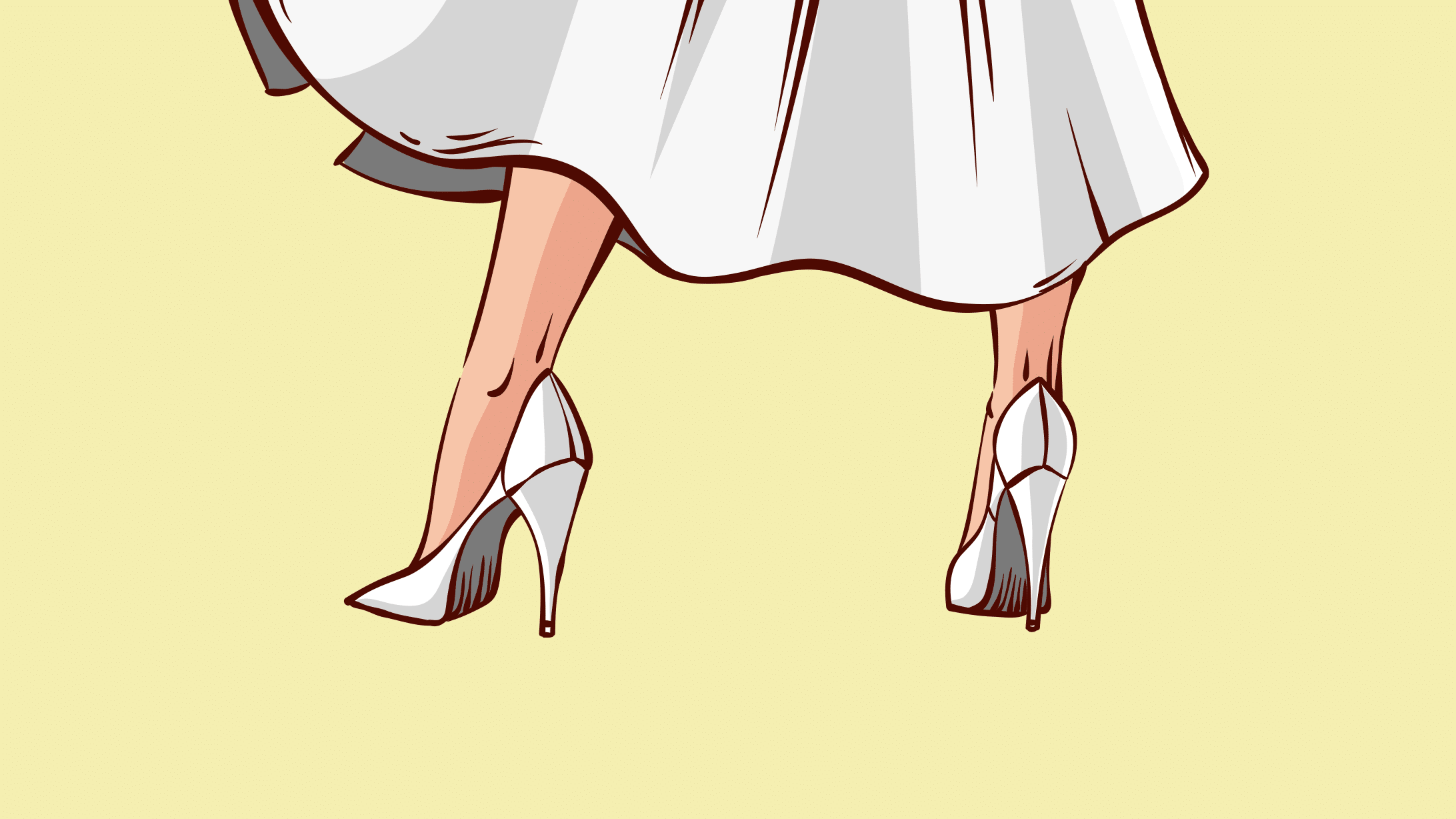 Eine Frau in High Heels und Jupe