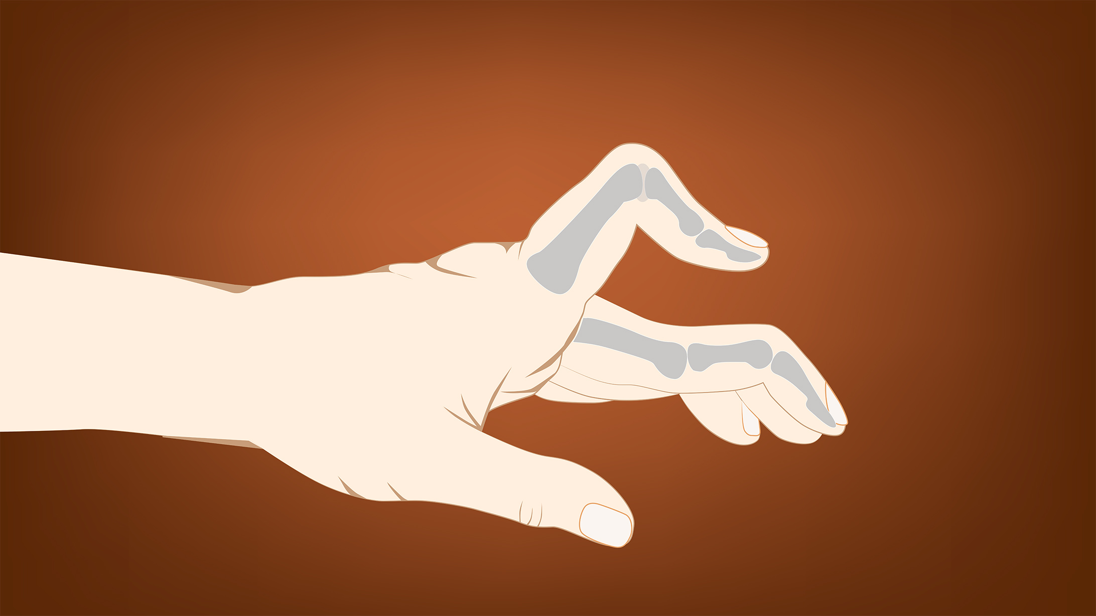 Illustration einer Hand mit Schnappfinger im Zeigefinger.