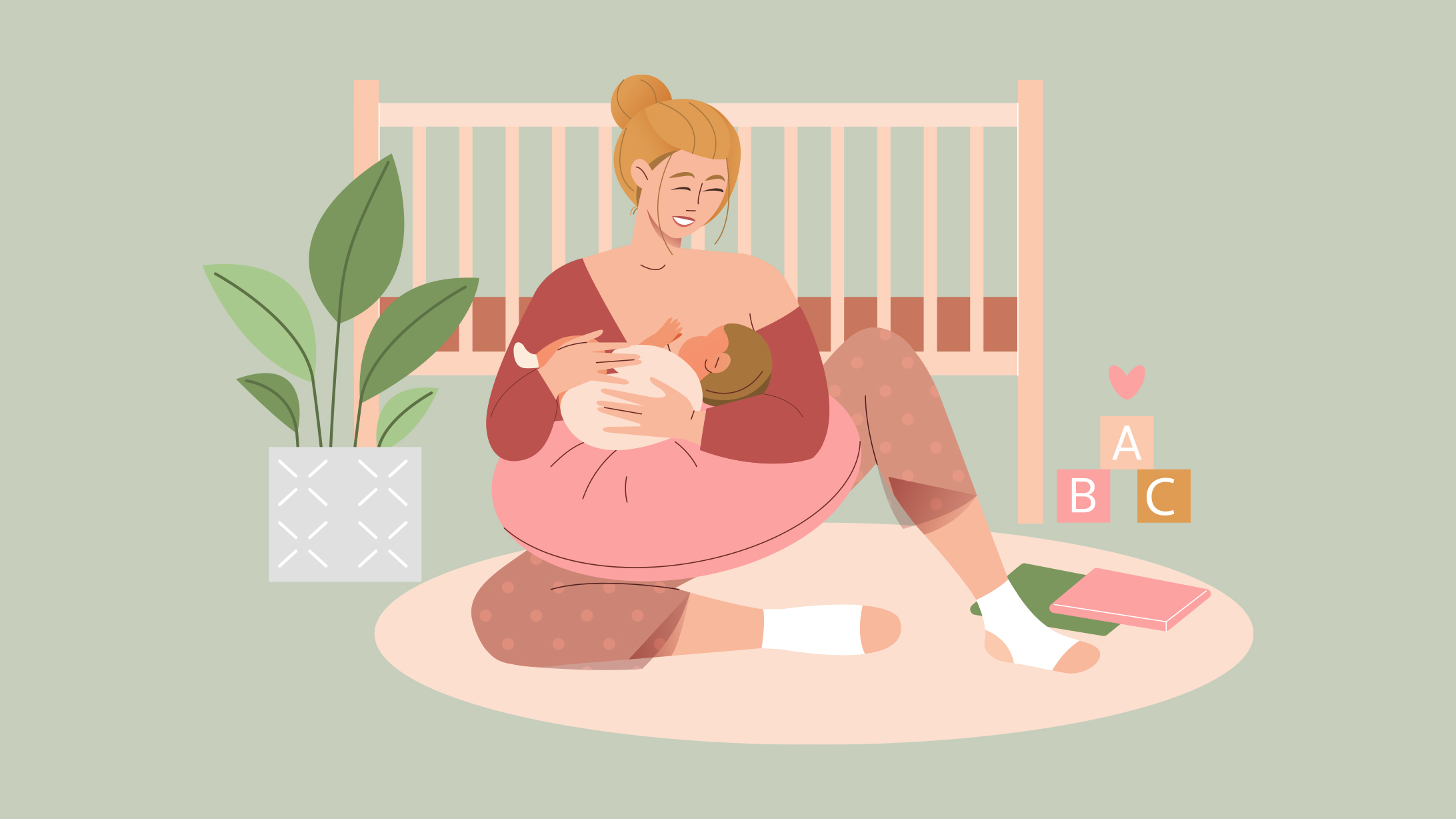 Illustration einer Mutter beim Stillen.